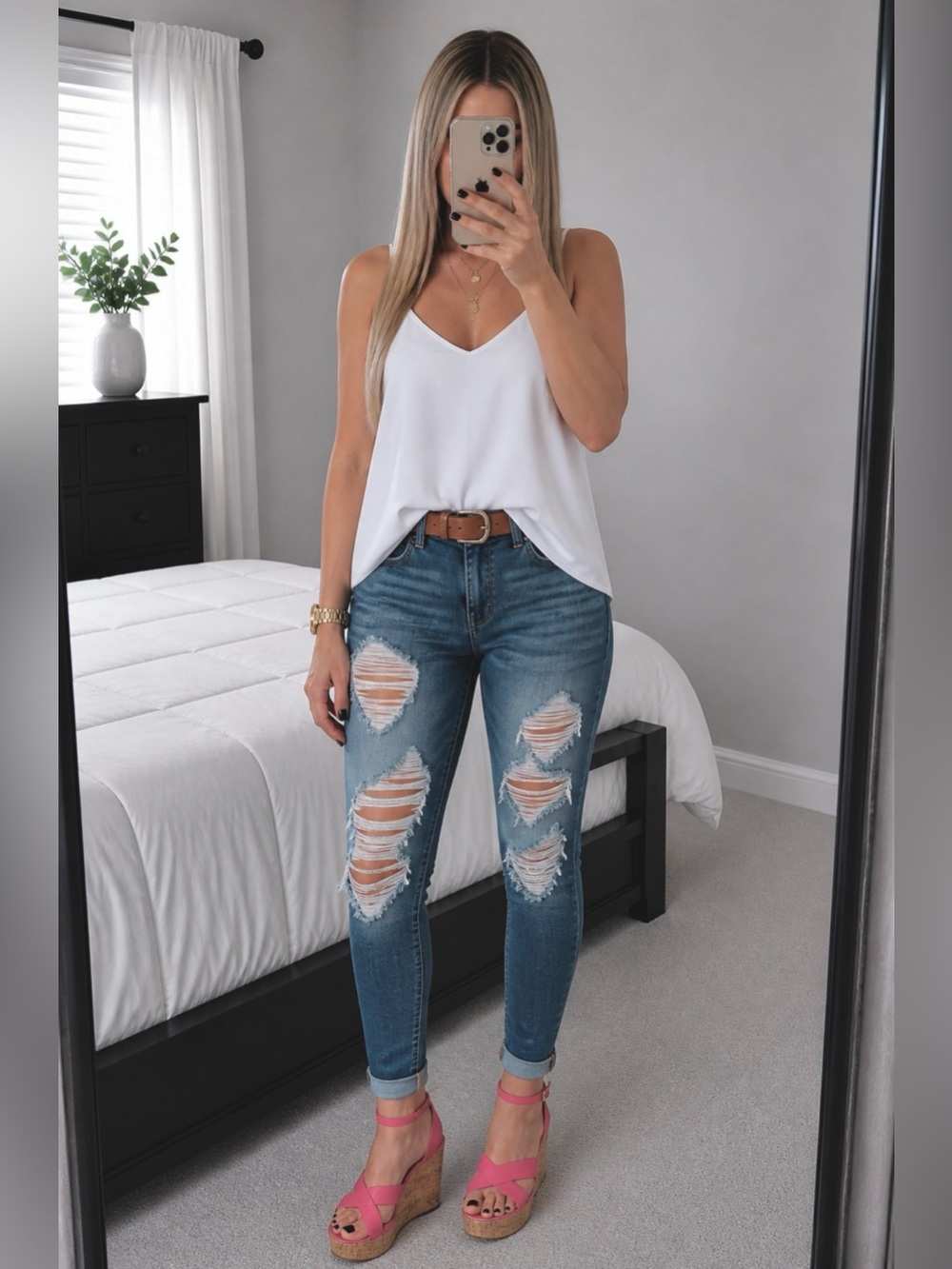 NWT Maurices White V-Neck Cami Tank Top | Size: XL | Minimal Chic Closet Staple